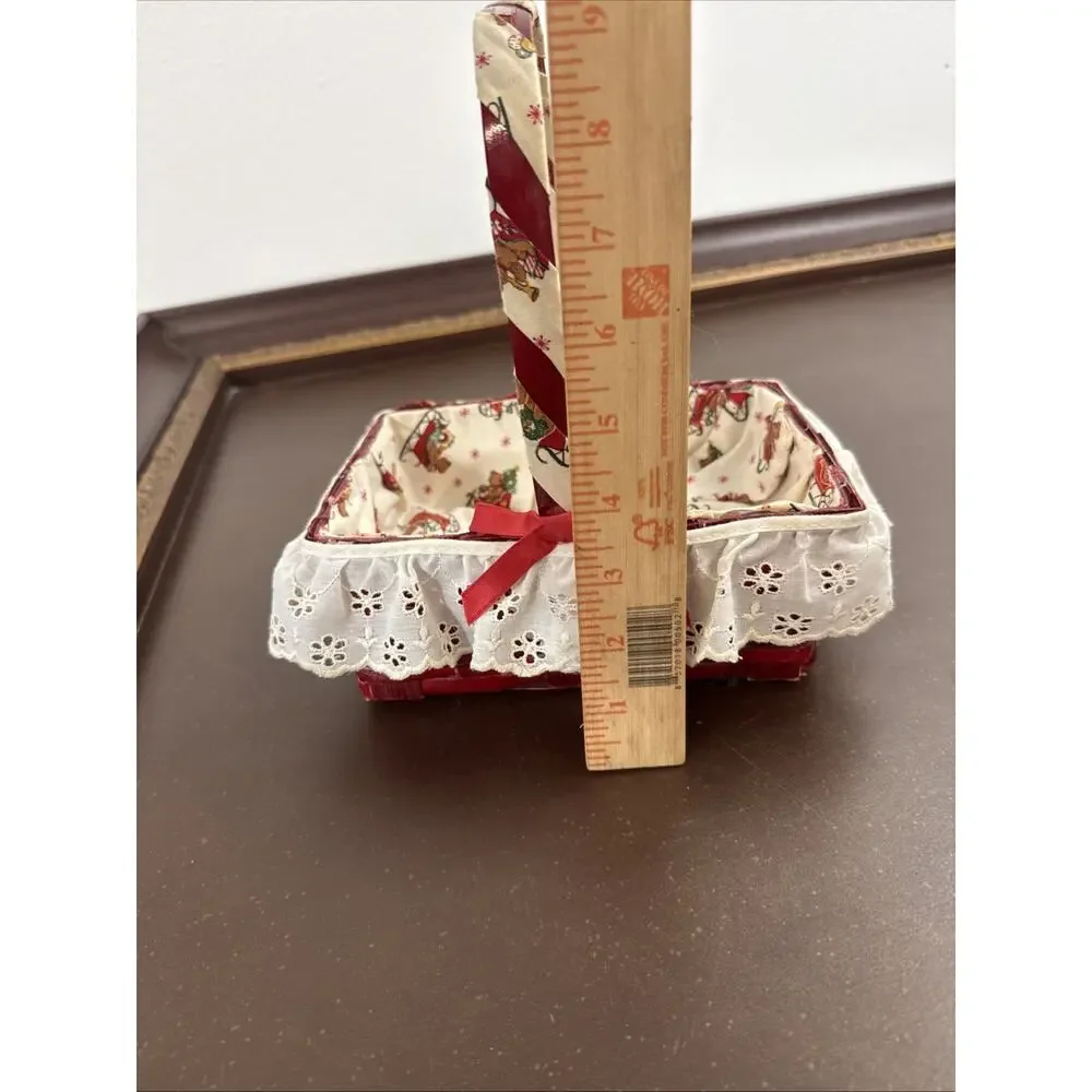 Super Cute Small Handmade Vintage Decorative Christmas Bear Sleigh Basket